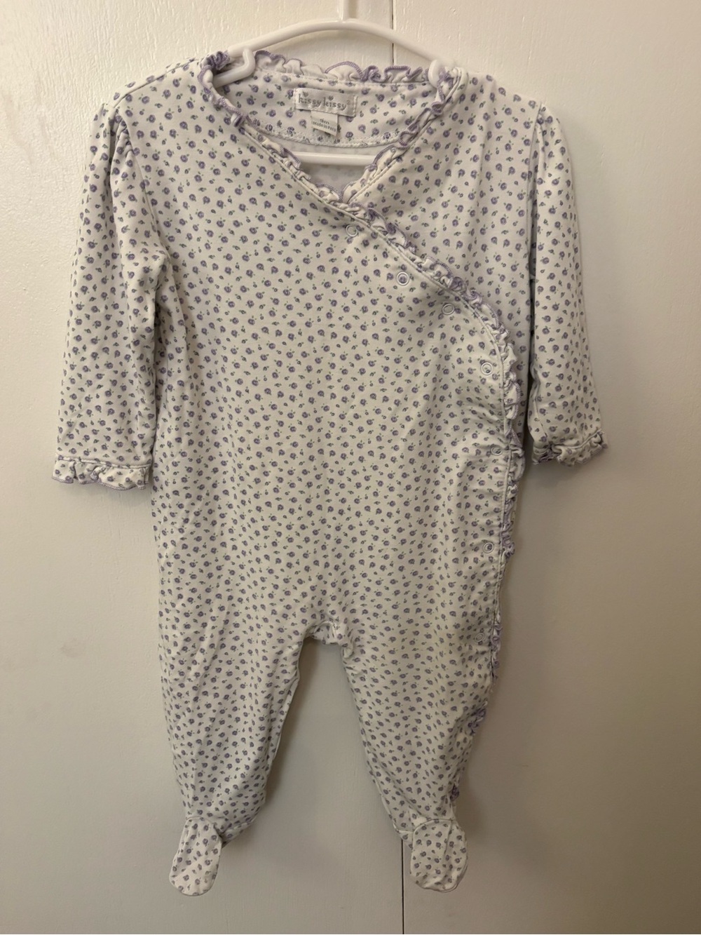 Kissy Kissy Cream Romper with Lavender Floral Print